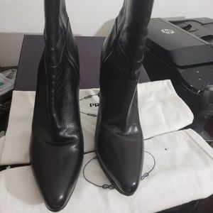 Prada Black calfskin midcalf boot